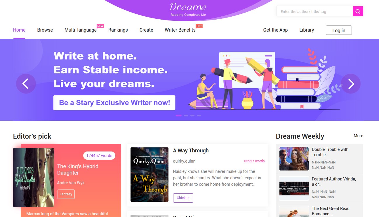 Aplikasi Penghasil Uang dengan Menulis Novel - Dreame. | via dreame.com